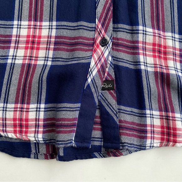 Rails Hunter Button Up Shirt XS Navy Rouge Cobalt  Plaid Western Cowgirl Boho - Picture 10 of 12
